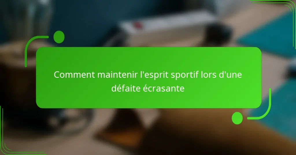Comment maintenir l’esprit sportif lors d’une défaite écrasante