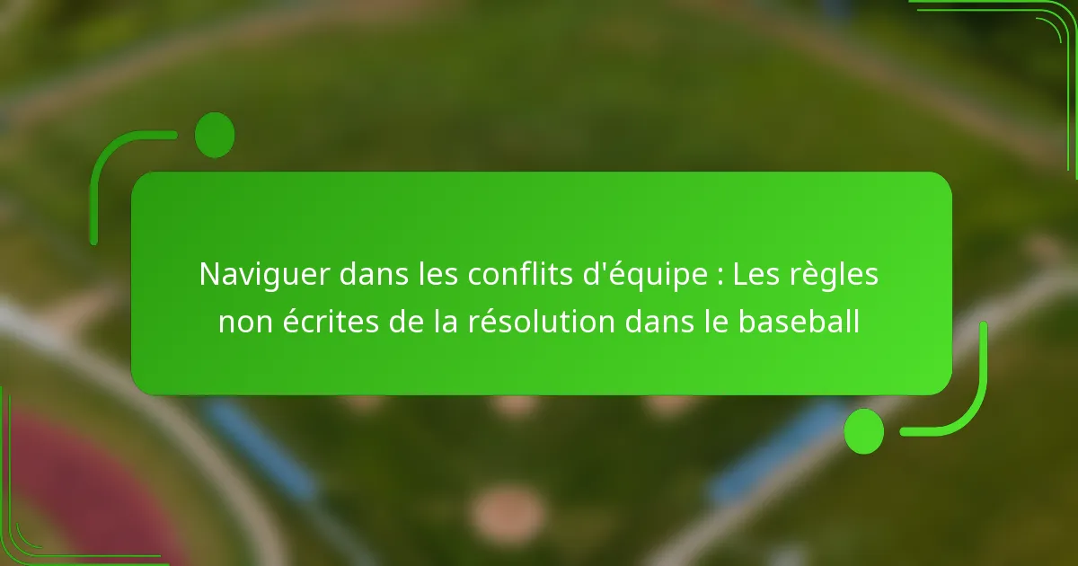 Naviguer dans les conflits d’équipe : Les règles non écrites de la résolution dans le baseball