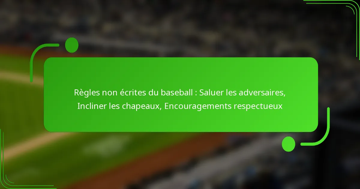 Règles non écrites du baseball : Saluer les adversaires, Incliner les chapeaux, Encouragements respectueux